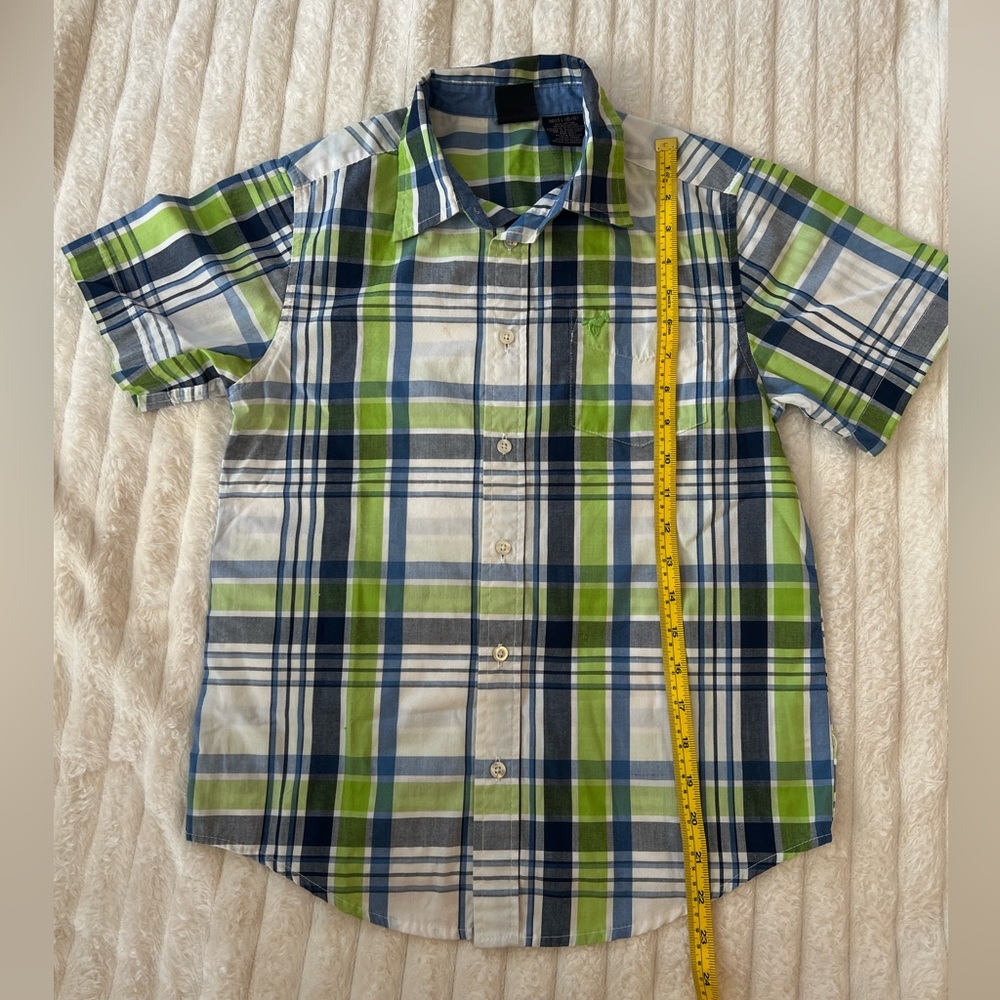 Wrangler Kids Checkered Shirt in Blue, Green, and White